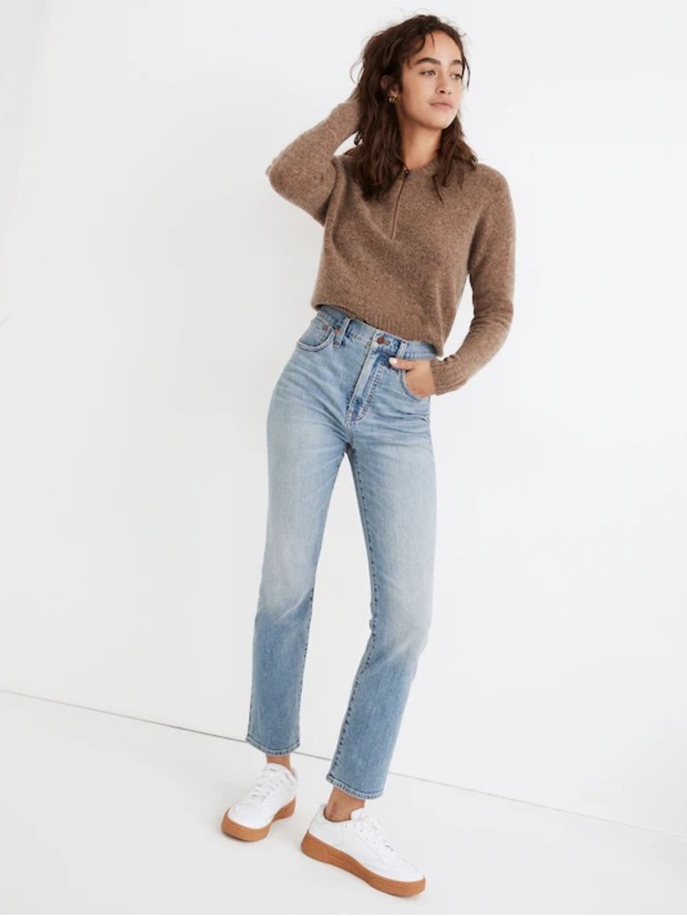 Madewell Slim Demi-Boot Jeans in Denis Wash.